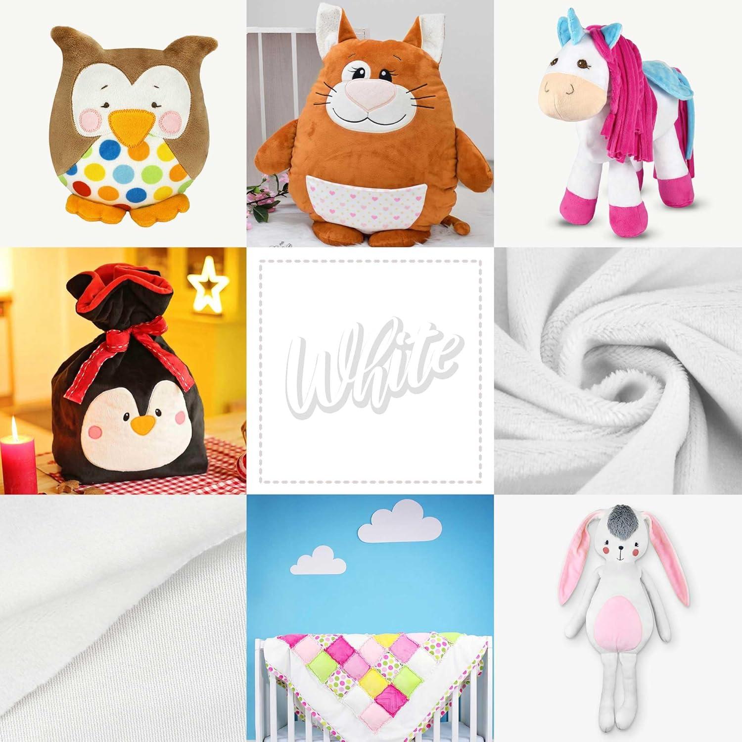 Tela Minky Kullaloo Blanca Sólida 100x75 cm - Super Suave