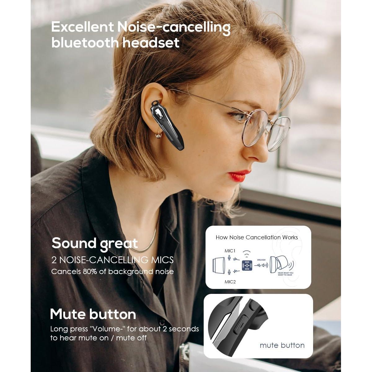 Auricular Bluetooth DY25 Negro con Micrófono y Cancelación de Ruido