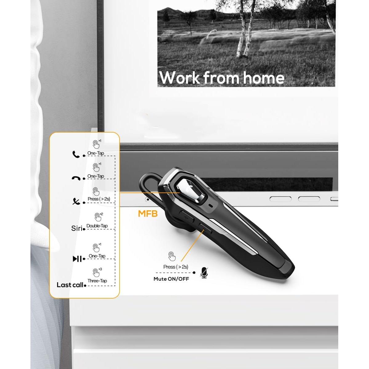 Auricular Bluetooth DY25 Negro con Micrófono y Cancelación de Ruido