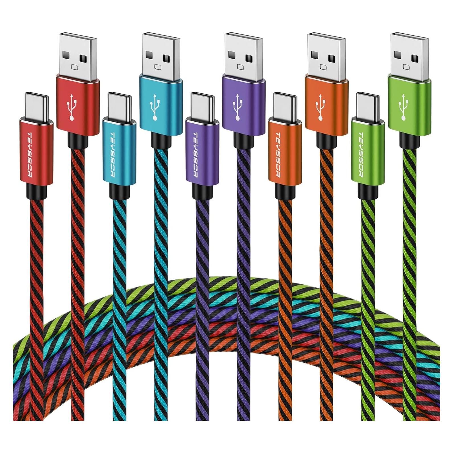 Cable USB C Teyssor 3M 5-Pack Trenzado Carga Rápida 3A