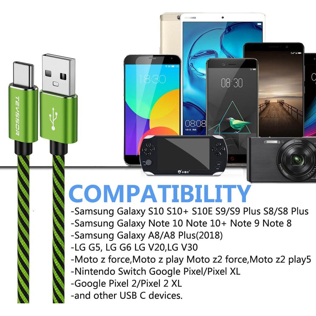 Cable USB C Teyssor 3M 5-Pack Trenzado Carga Rápida 3A