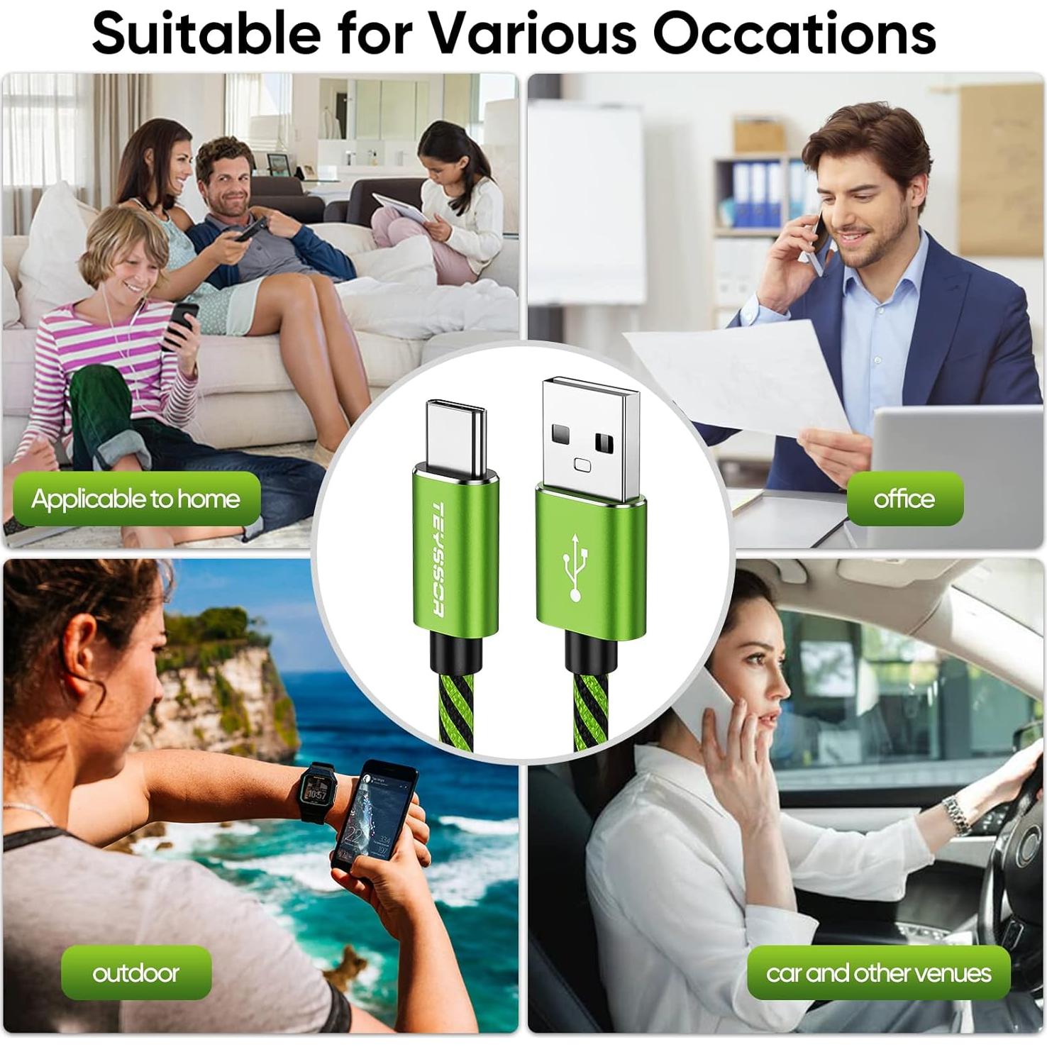 Cable USB C Teyssor 3M 5-Pack Trenzado Carga Rápida 3A