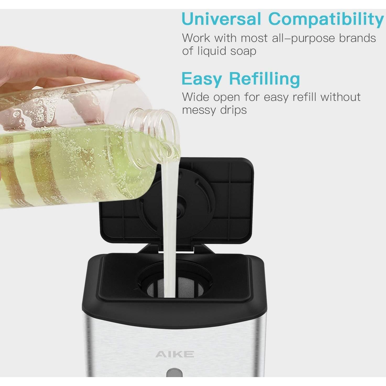 Dispensador Automático de Jabón AIKE 1100ml Acero Inoxidable