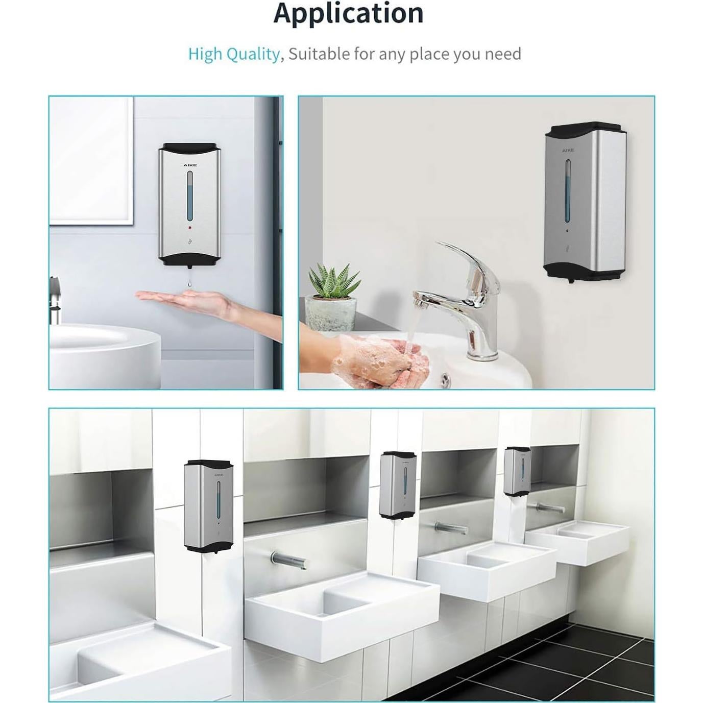 Dispensador Automático de Jabón AIKE 1100ml Acero Inoxidable