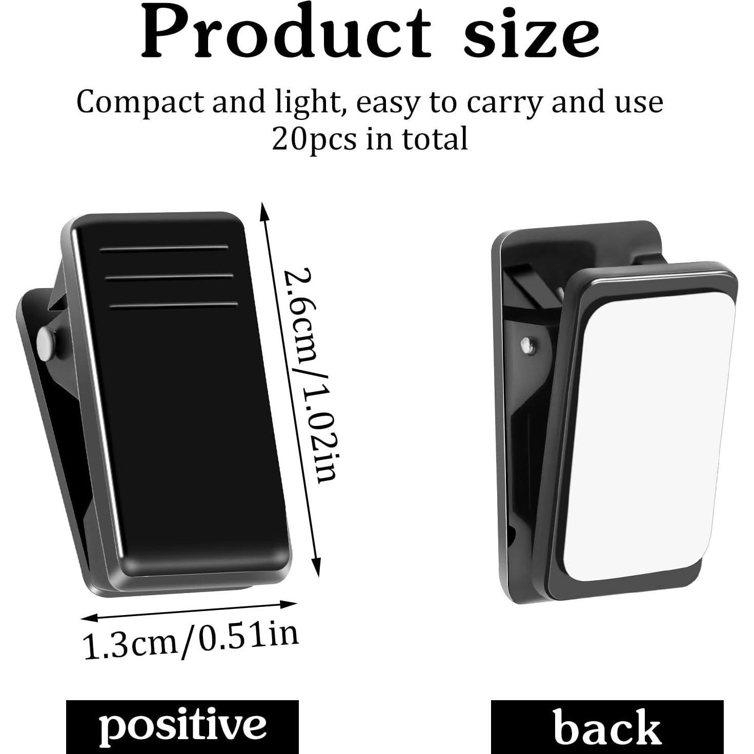 20 Clips Adhesivos Prudiut para Colgar Fotos y Pósters Negros