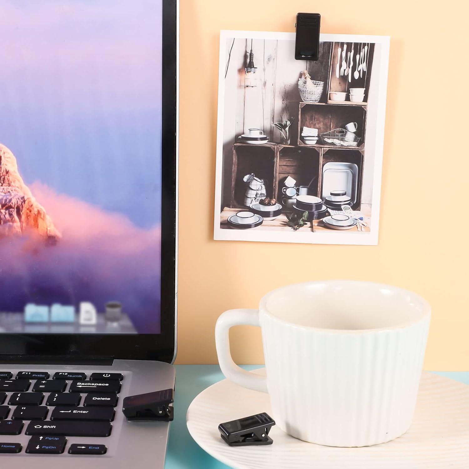 20 Clips Adhesivos Prudiut para Colgar Fotos y Pósters Negros