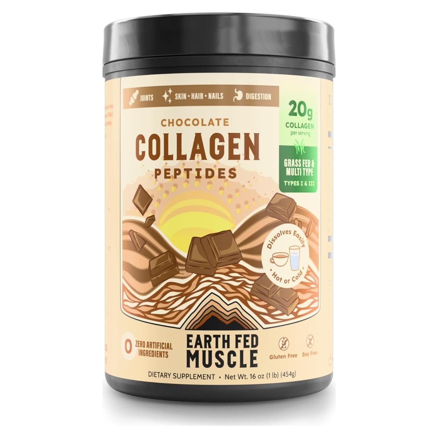 Polvo de Colágeno Hidrolizado Earth Fed Muscle 450g Chocolate
