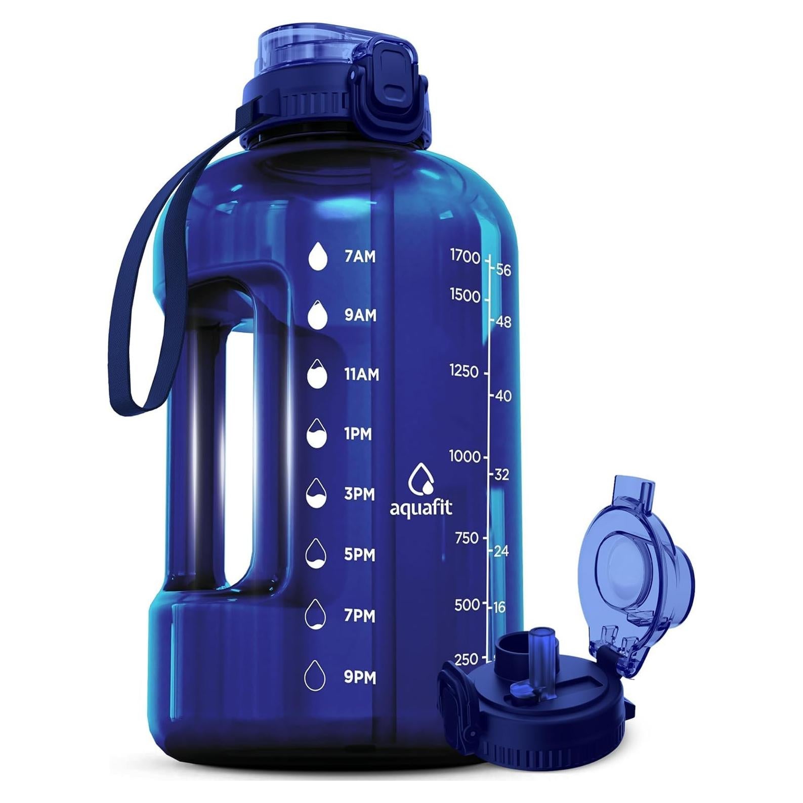 Botella de Agua AQUAFIT 1.81L con Tapa 2en1 y Marcador de Tiempo
