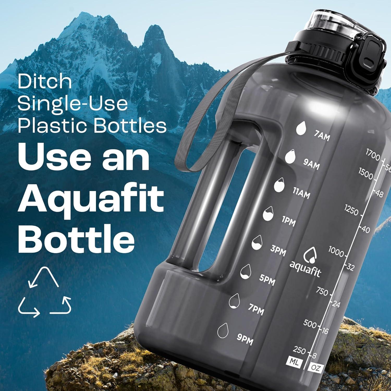 Botella de Agua AQUAFIT 1.81L con Tapa 2en1 y Marcador de Tiempo