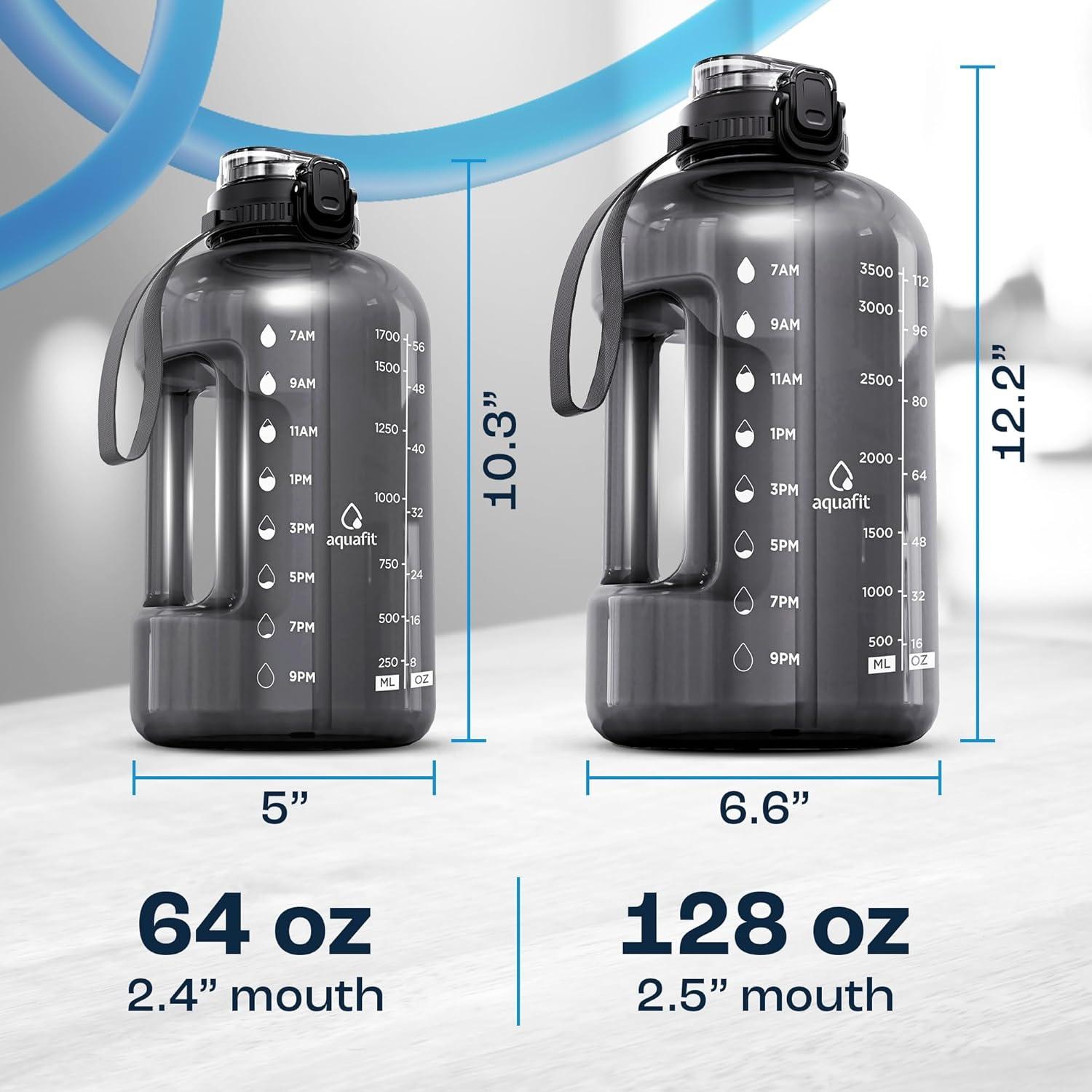 Botella de Agua AQUAFIT 1.81L con Tapa 2en1 y Marcador de Tiempo