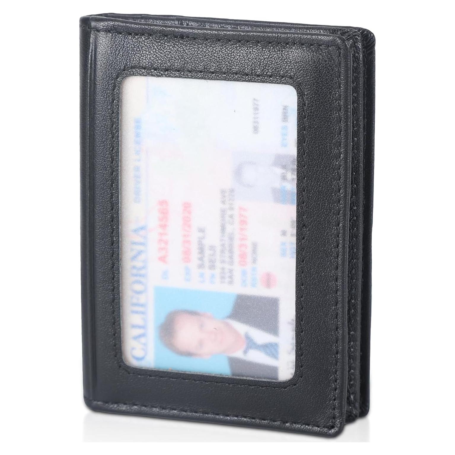 Billetera Bifold Slim Texbo de Cuero con Bloqueo RFID 7.5x10.5cm