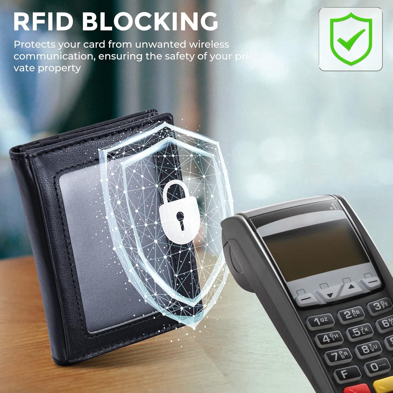 Billetera Bifold Slim Texbo de Cuero con Bloqueo RFID 7.5x10.5cm