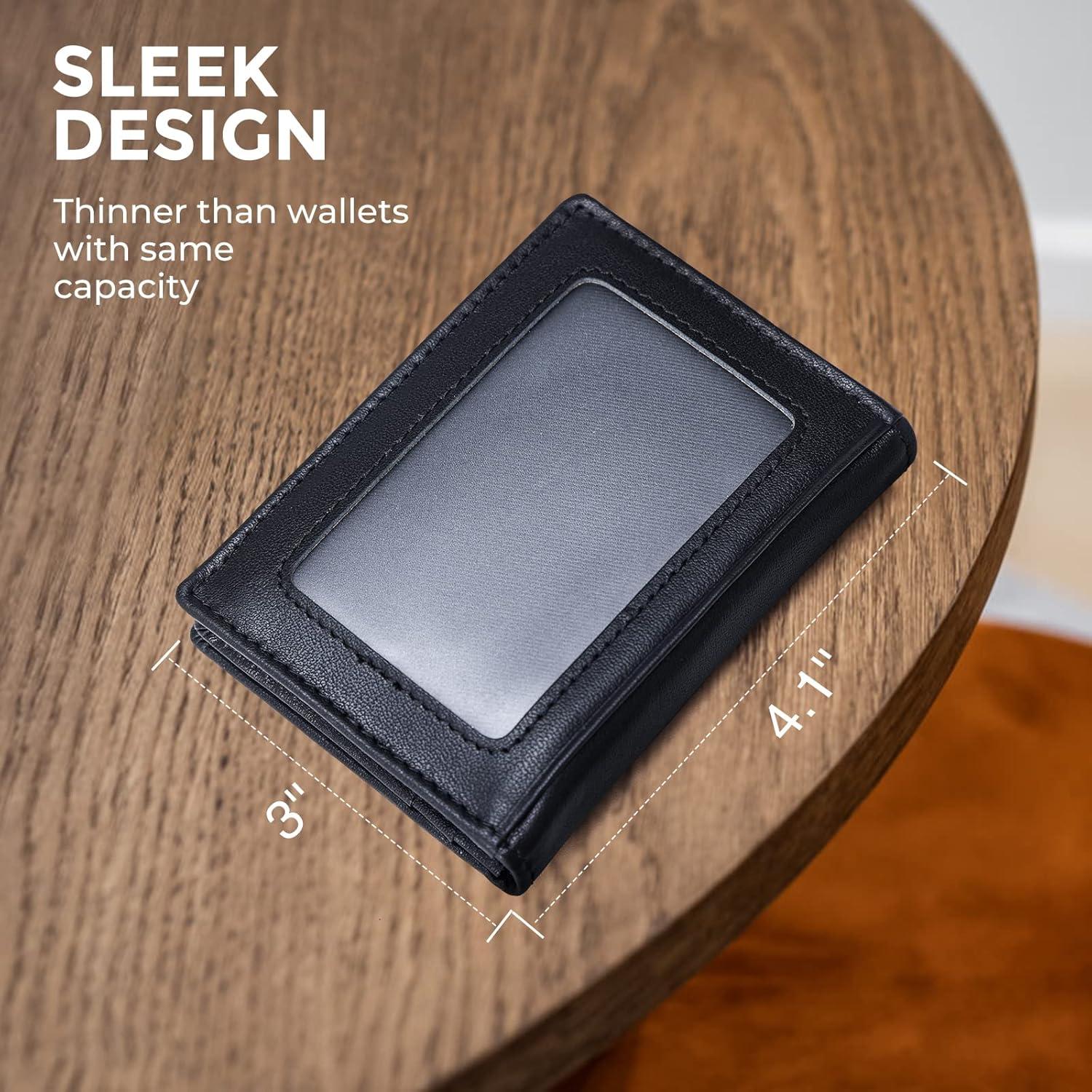 Billetera Bifold Slim Texbo de Cuero con Bloqueo RFID 7.5x10.5cm