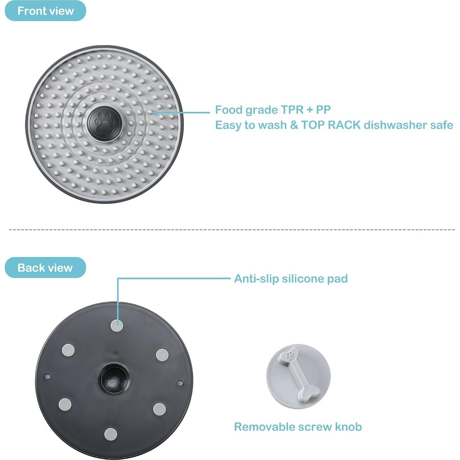 Alfombrilla de Lamer Avont para Perros y Gatos - Gris 15.5 cm