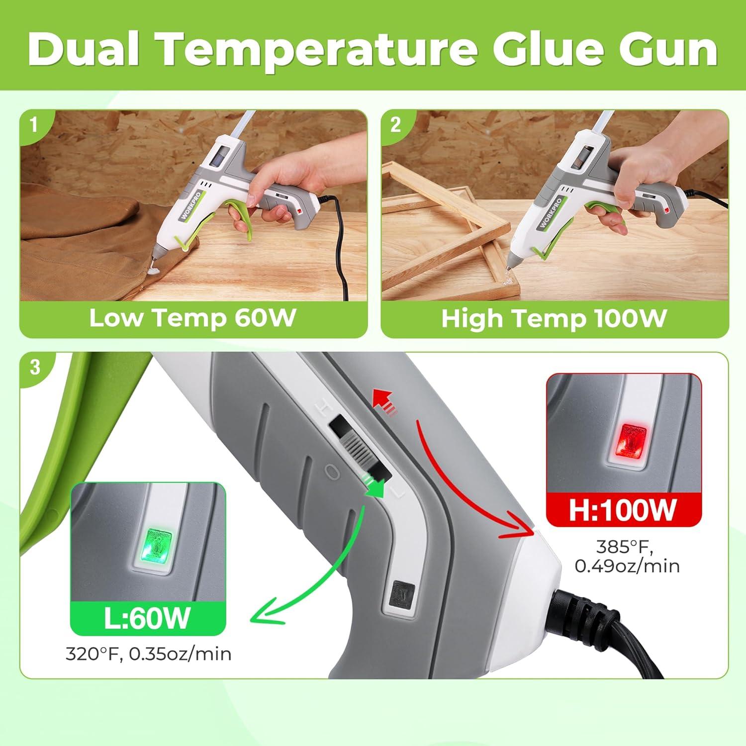Pistola de Pegamento Caliente WORKPRO 60/100W con 10 Palitos