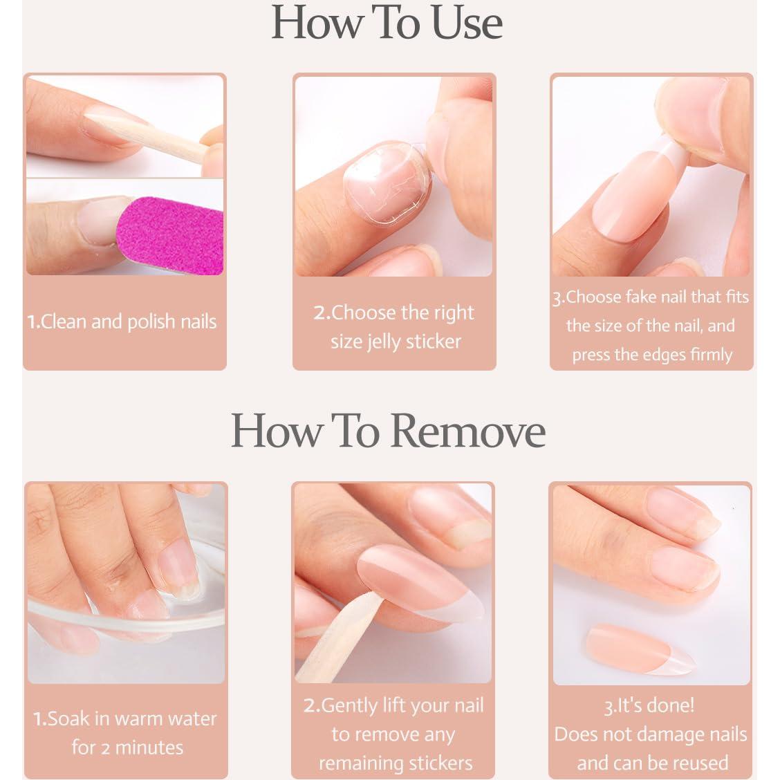 Uñas Postizas Cortas Cuadradas Geyakal - 24 Piezas Rosadas