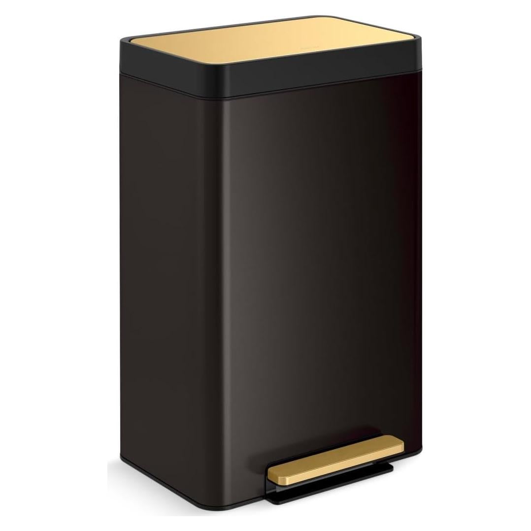 Cubo de Basura KOHLER 13 Galones Acero Inoxidable Negro y Cobre