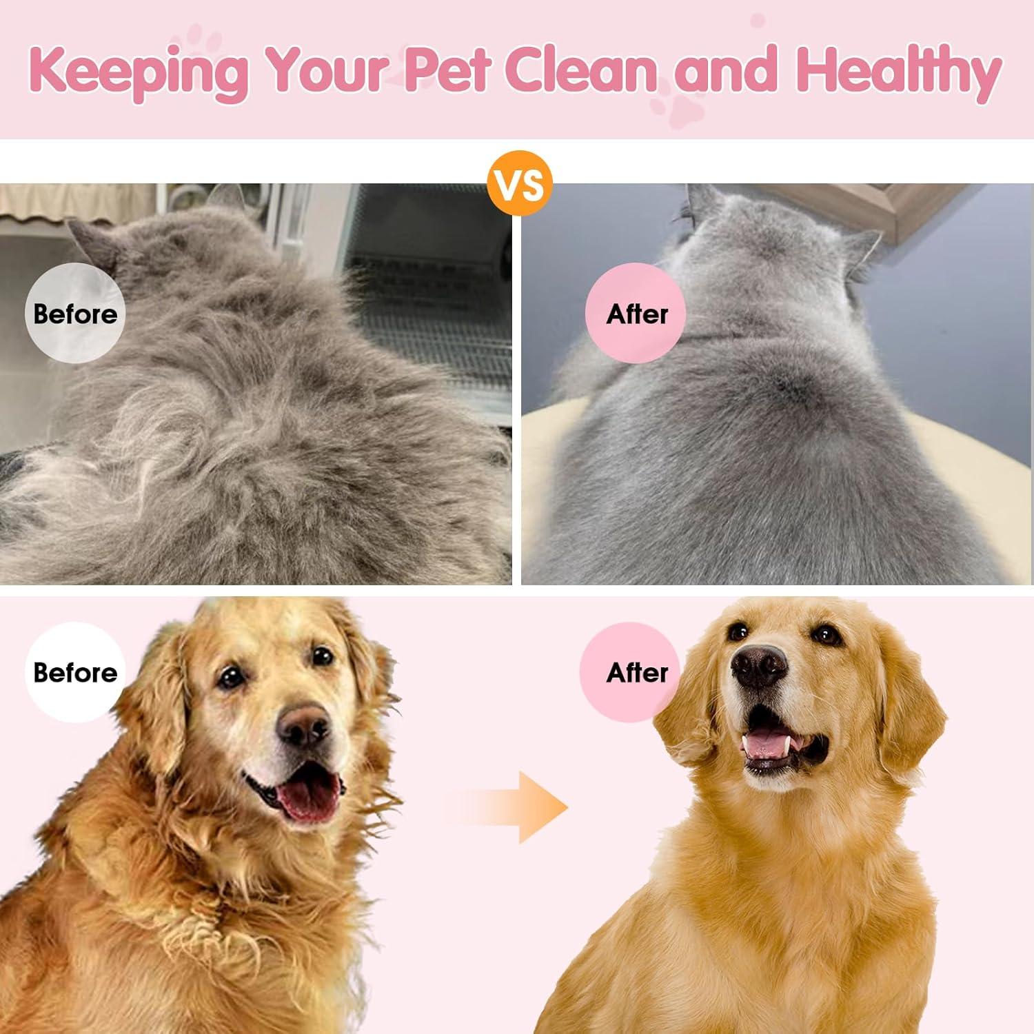 Cepillo de Vapor 4 en 1 Denwwico para Gatos y Perros Rosa