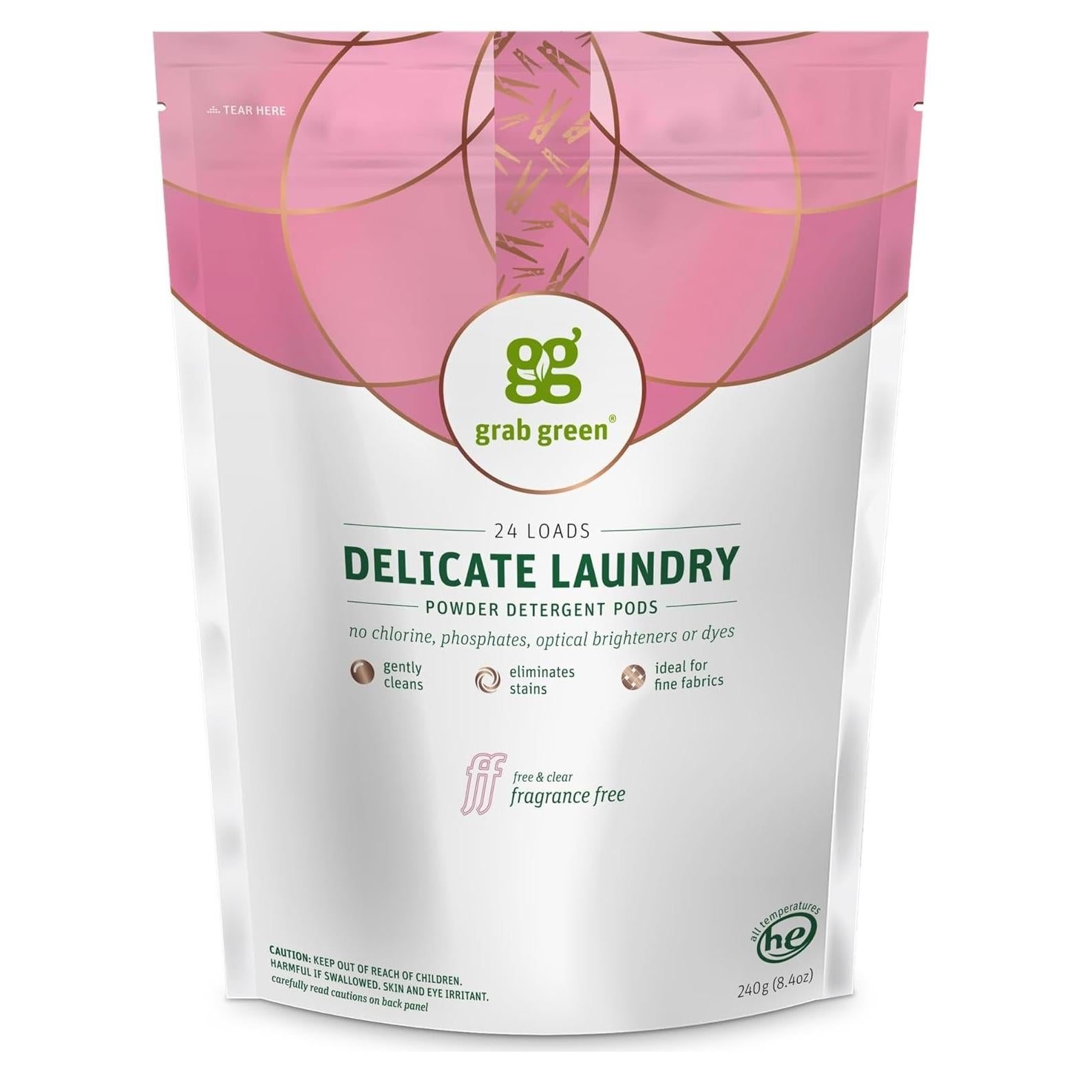 Detergente para Ropa Delicada Grab Green 24 Cápsulas Sin Fragancia