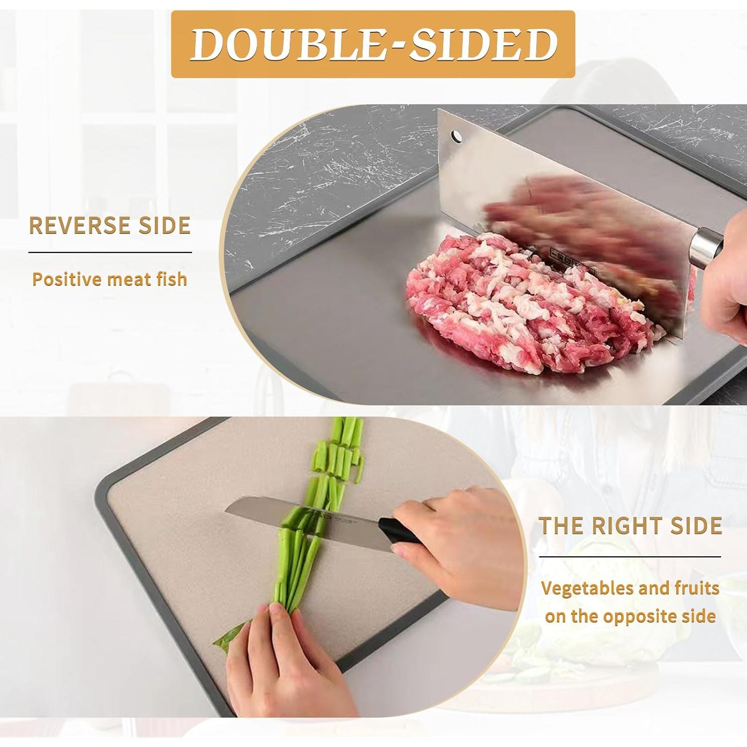 Tabla de Cortar Doble Lado XINHUISHQZ Acero Inoxidable 33x18cm