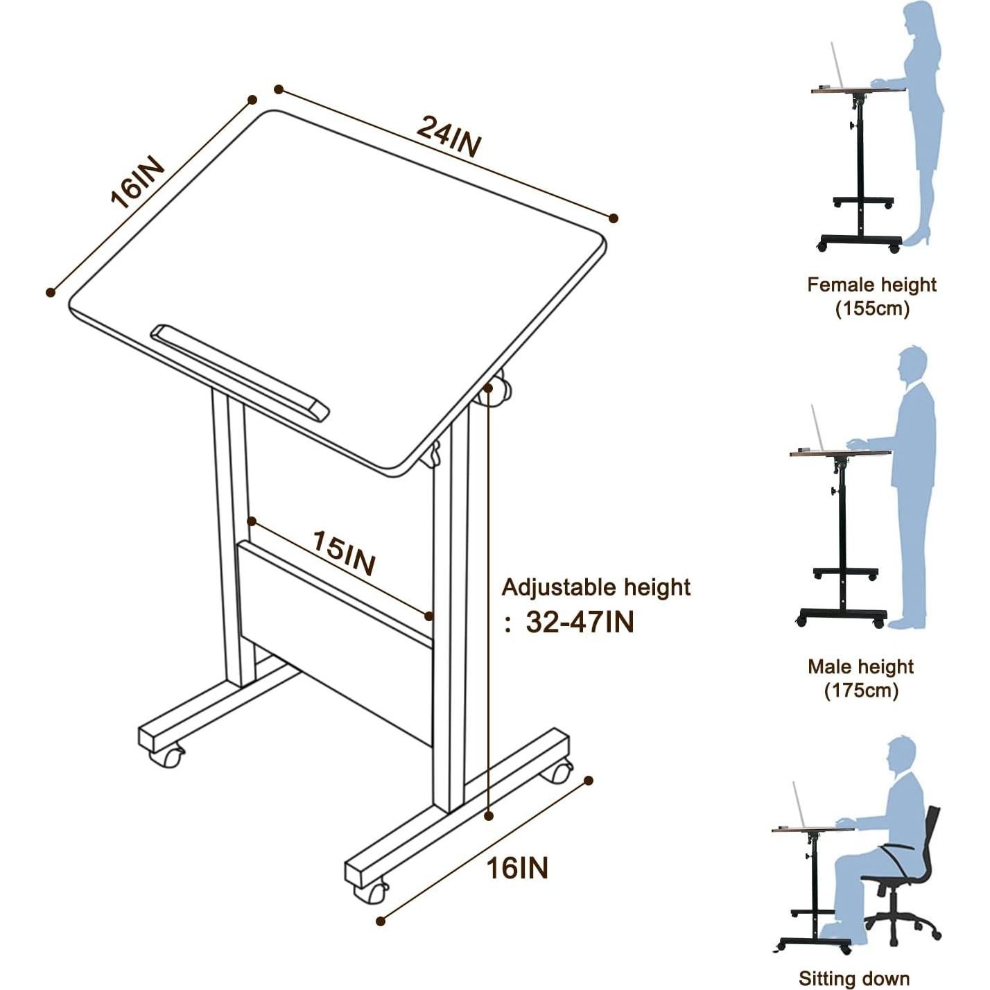 Escritorio de pie ajustable KOUPA 40.64x60.96 cm portátil