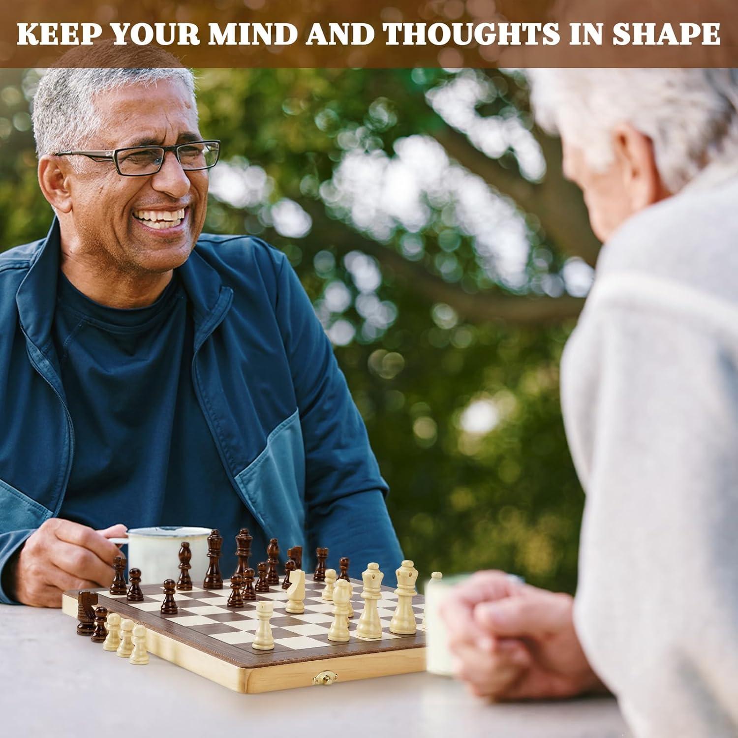 Juego de Ajedrez Magnético de Madera GLZM 38.1 cm Plegable