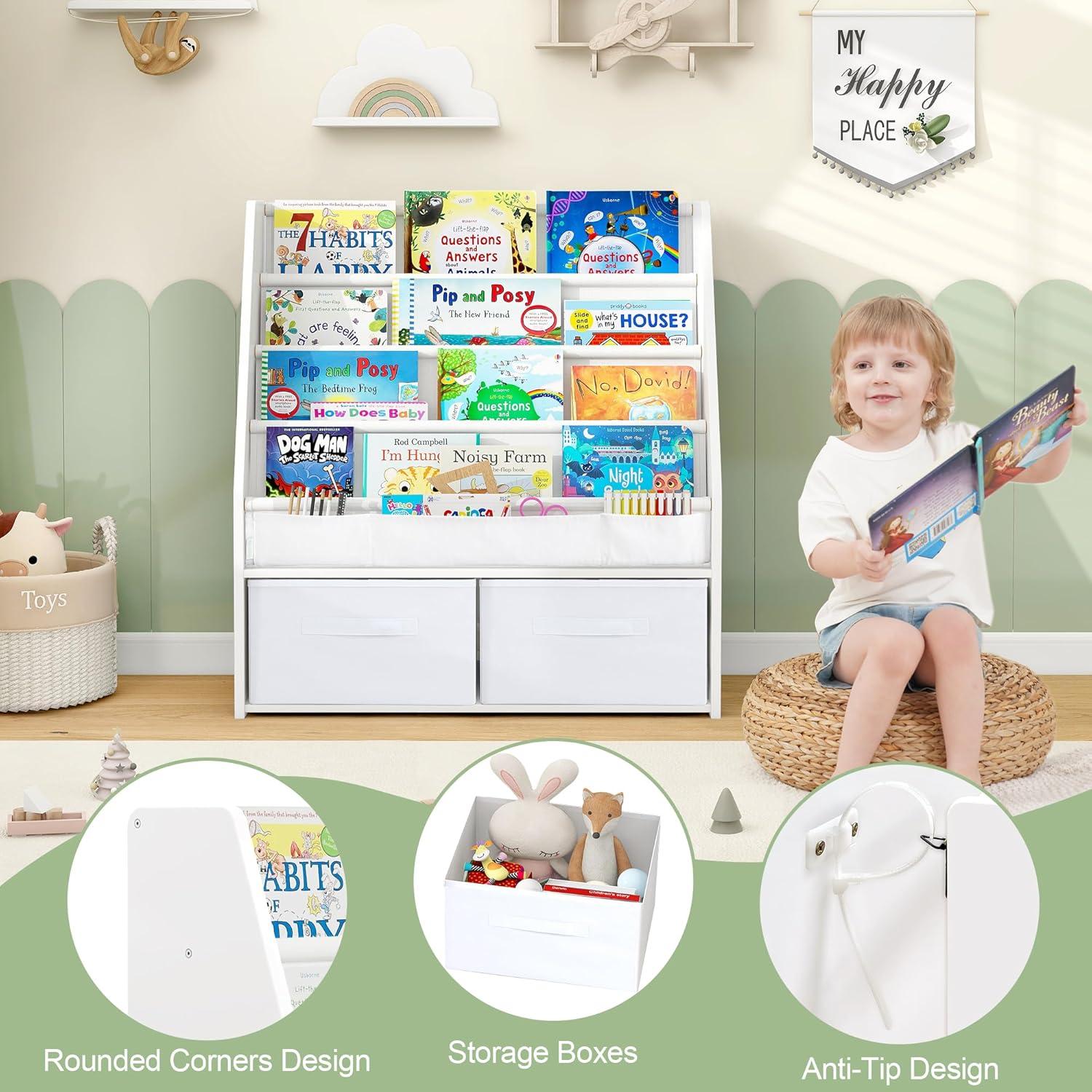 Estantería de Madera Maciza MallBest para Niños con Almacenamiento