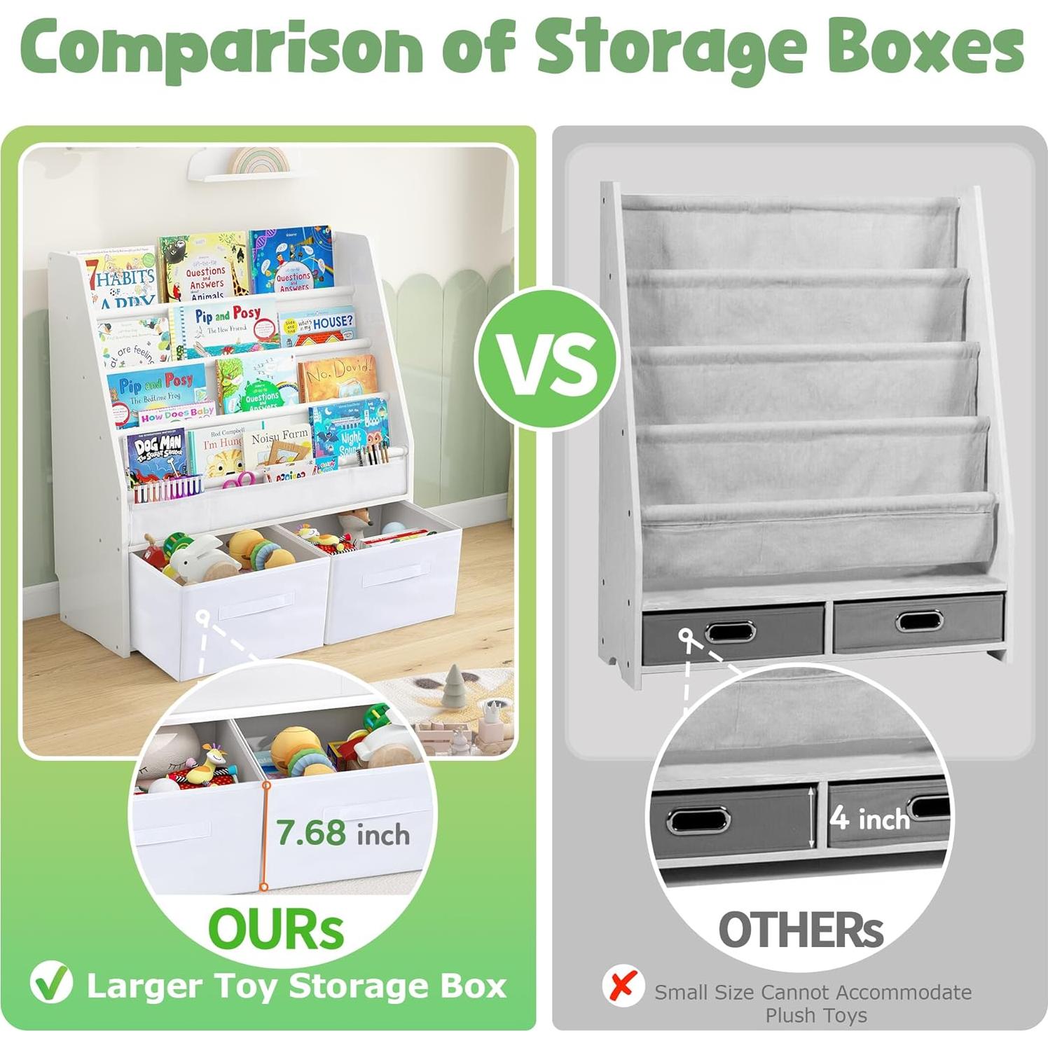 Estantería de Madera Maciza MallBest para Niños con Almacenamiento