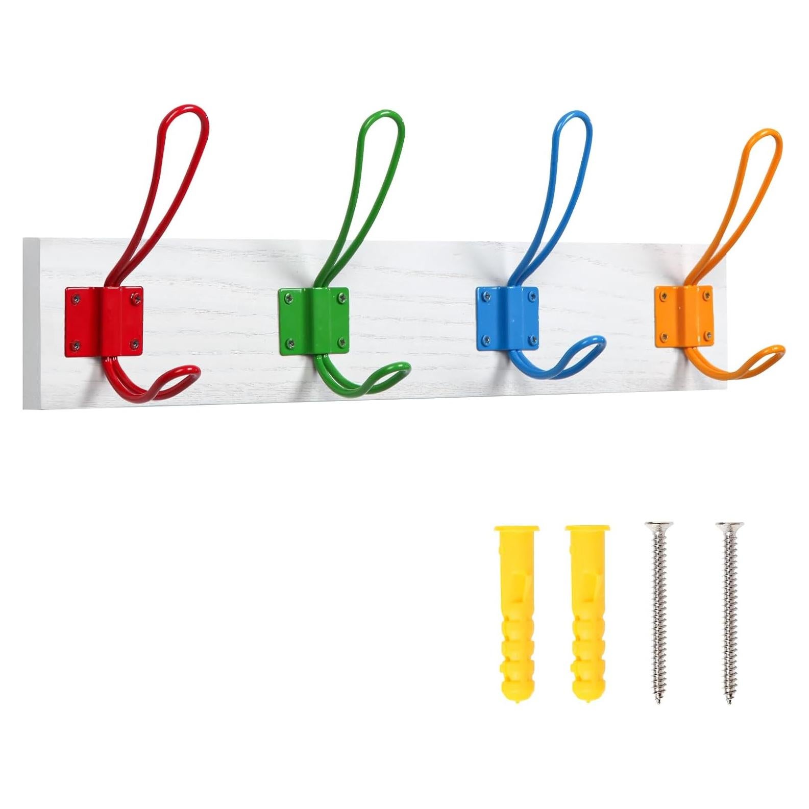 Perchero de Abrigos KYSMOTIC Montado en Pared 4 Ganchos Blanco 43 cm