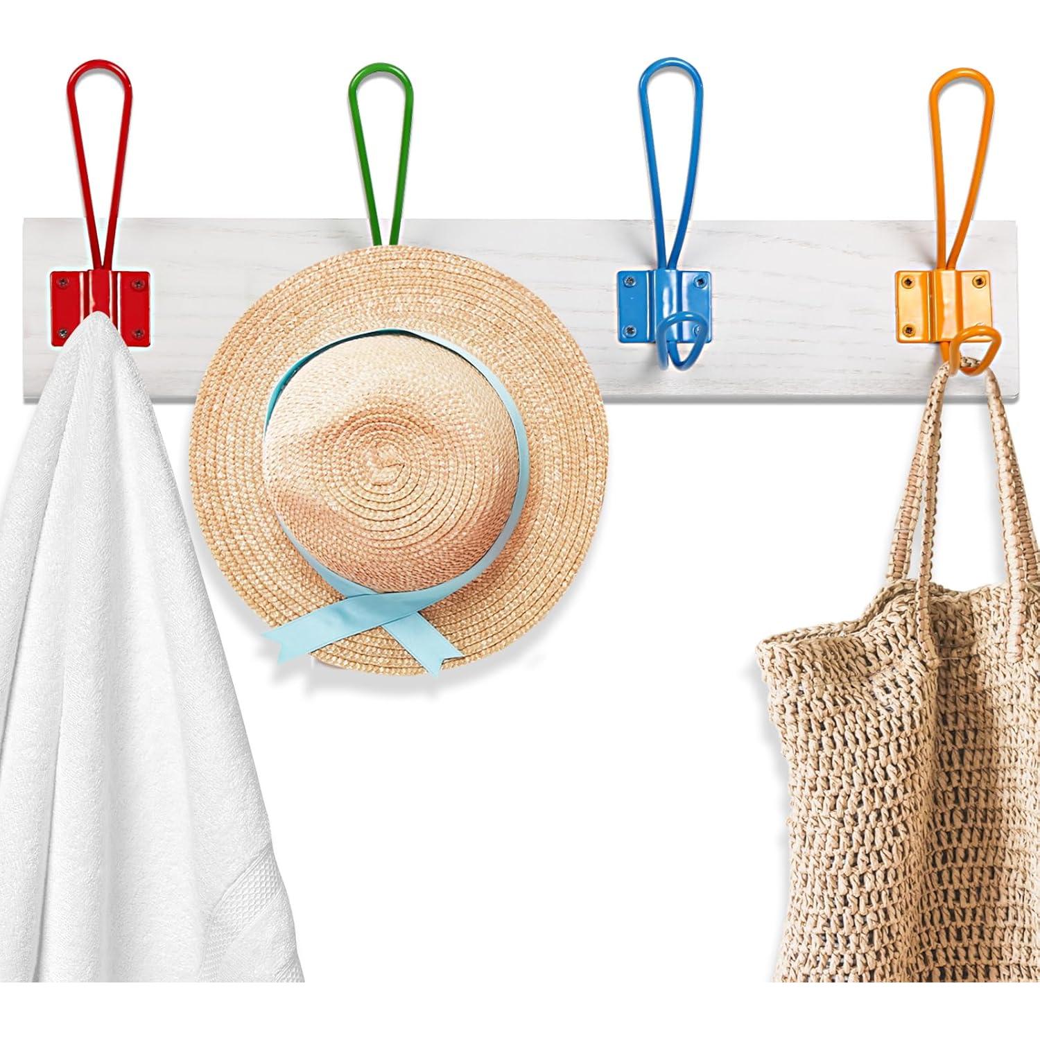 Perchero de Abrigos KYSMOTIC Montado en Pared 4 Ganchos Blanco 43 cm