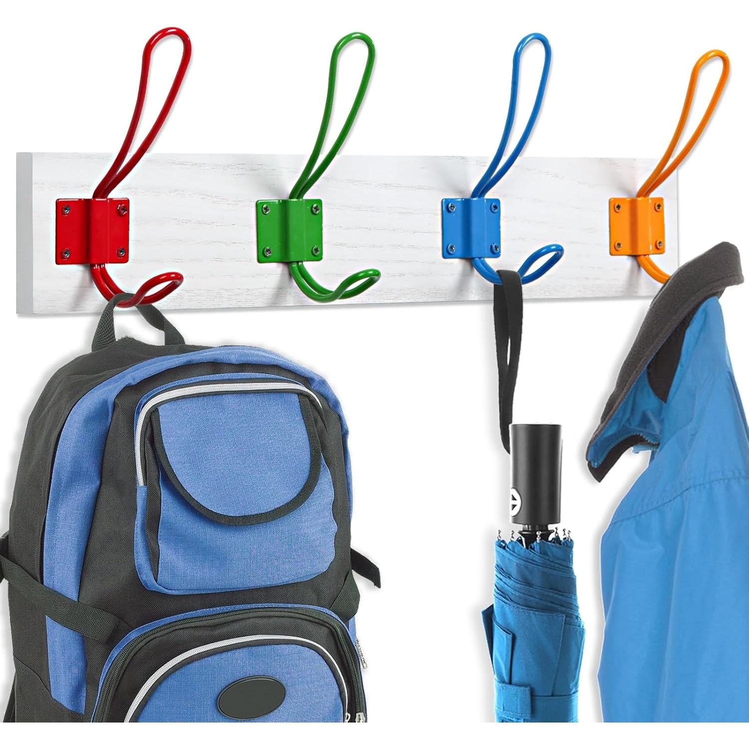 Perchero de Abrigos KYSMOTIC Montado en Pared 4 Ganchos Blanco 43 cm