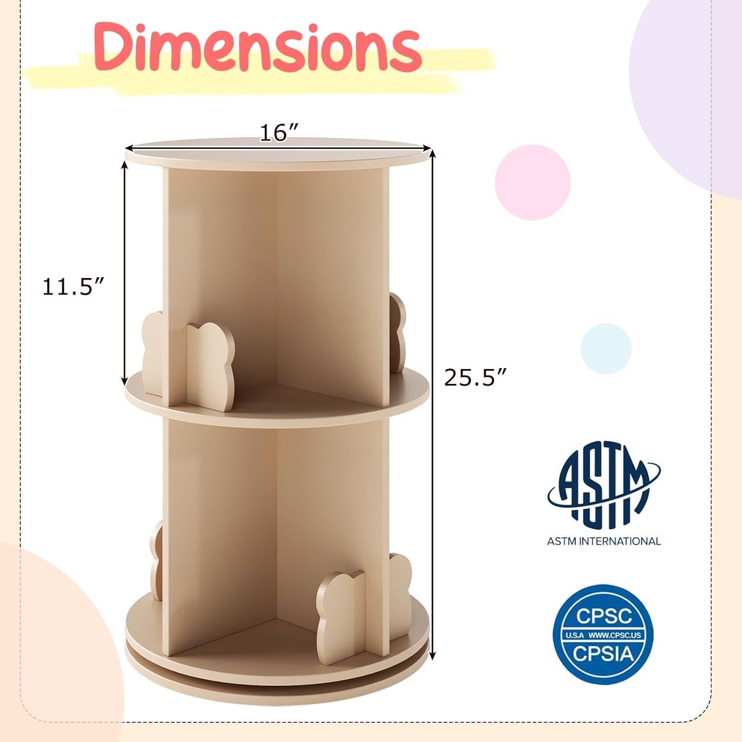 Estante de Libros Rotatorio HONEY JOY 2 Niveles Café 360°