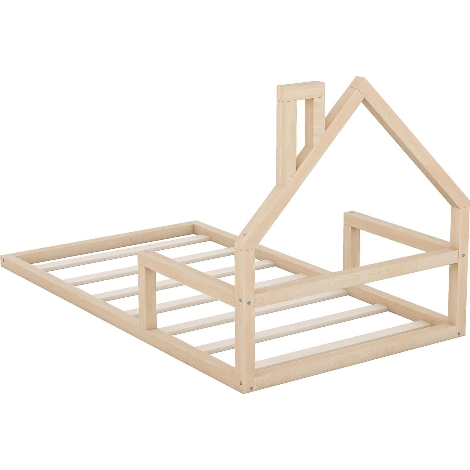 Cama de Piso Twin MERITLINE con Cabecera Casa Natural