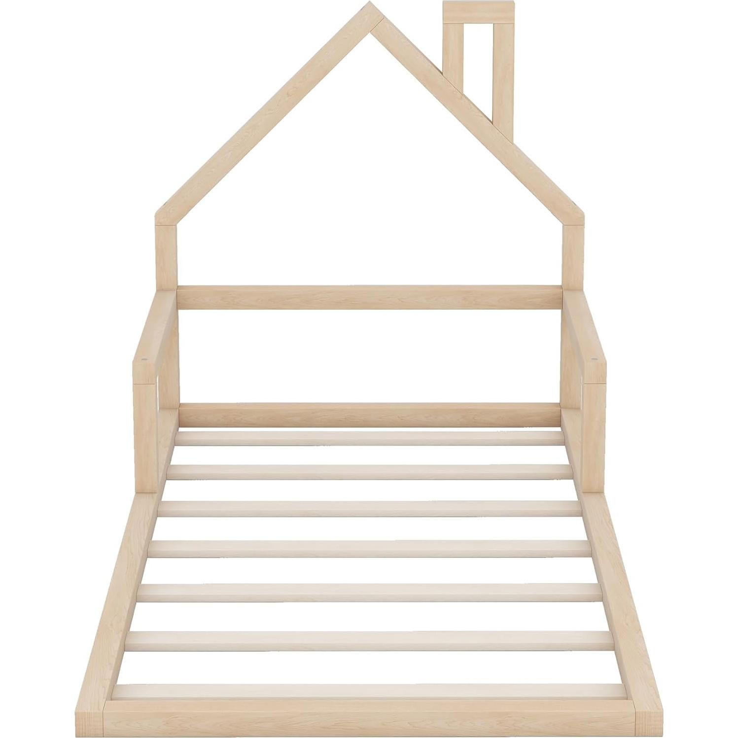 Cama de Piso Twin MERITLINE con Cabecera Casa Natural