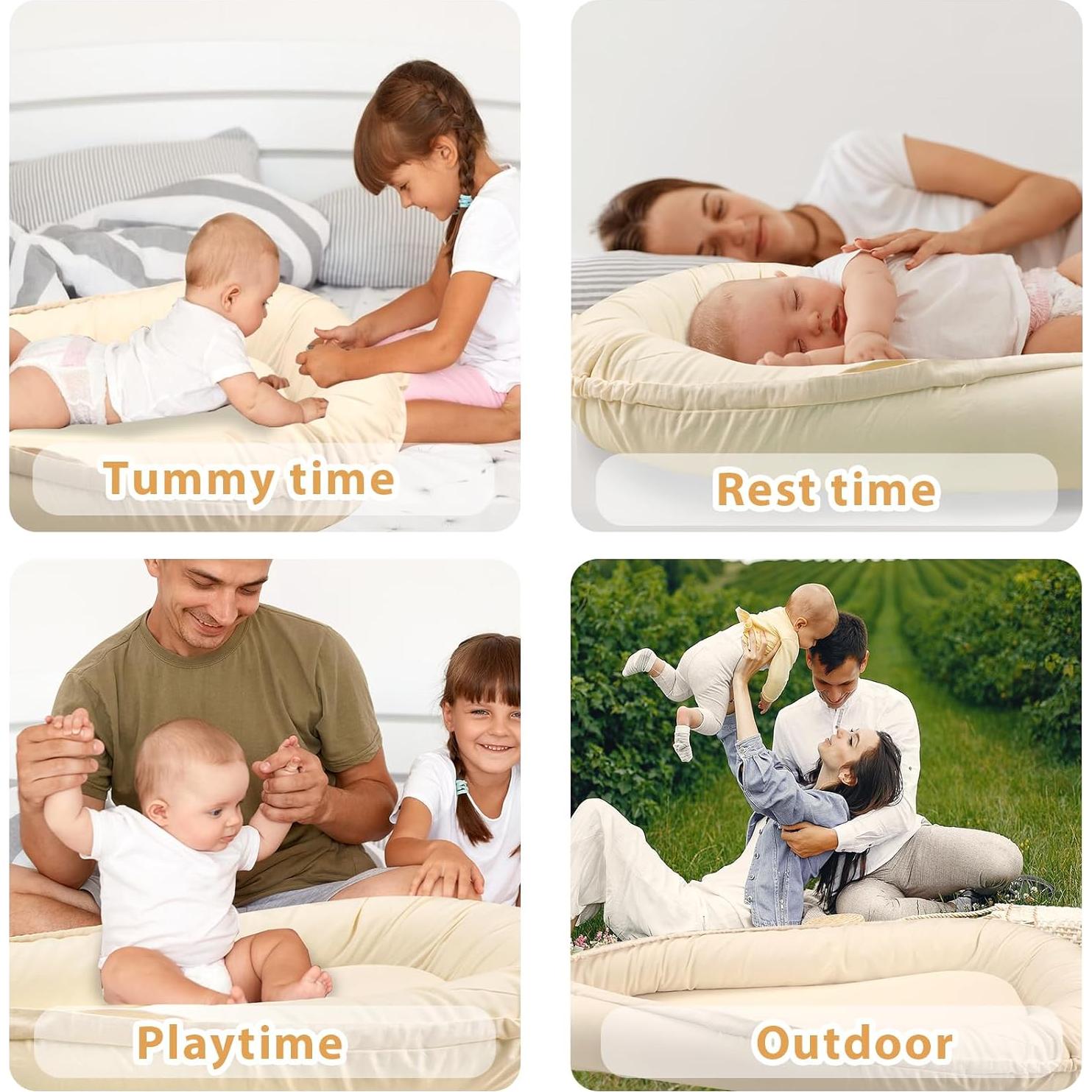 Funda de Lounger para Bebé Hooyax 100% Algodón Beige