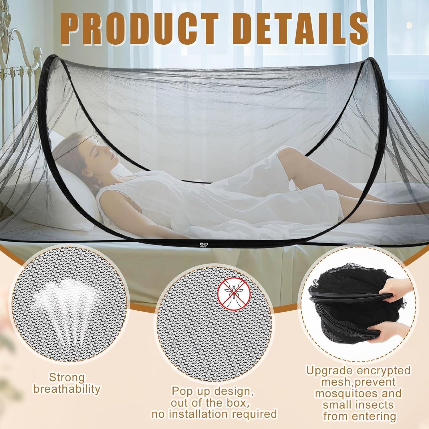 2 Redes de Mosquito Plegables Portátiles 198x79x56cm Negro