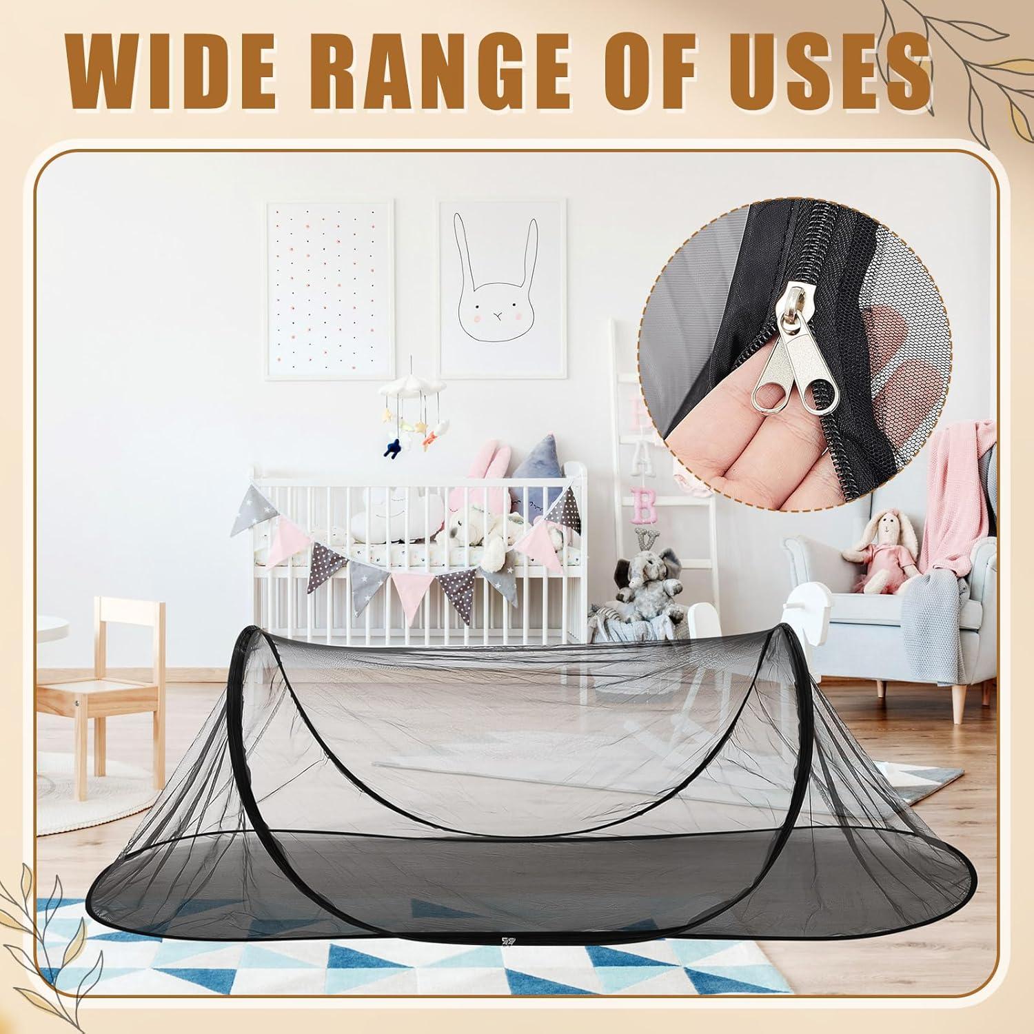 2 Redes de Mosquito Plegables Portátiles 198x79x56cm Negro