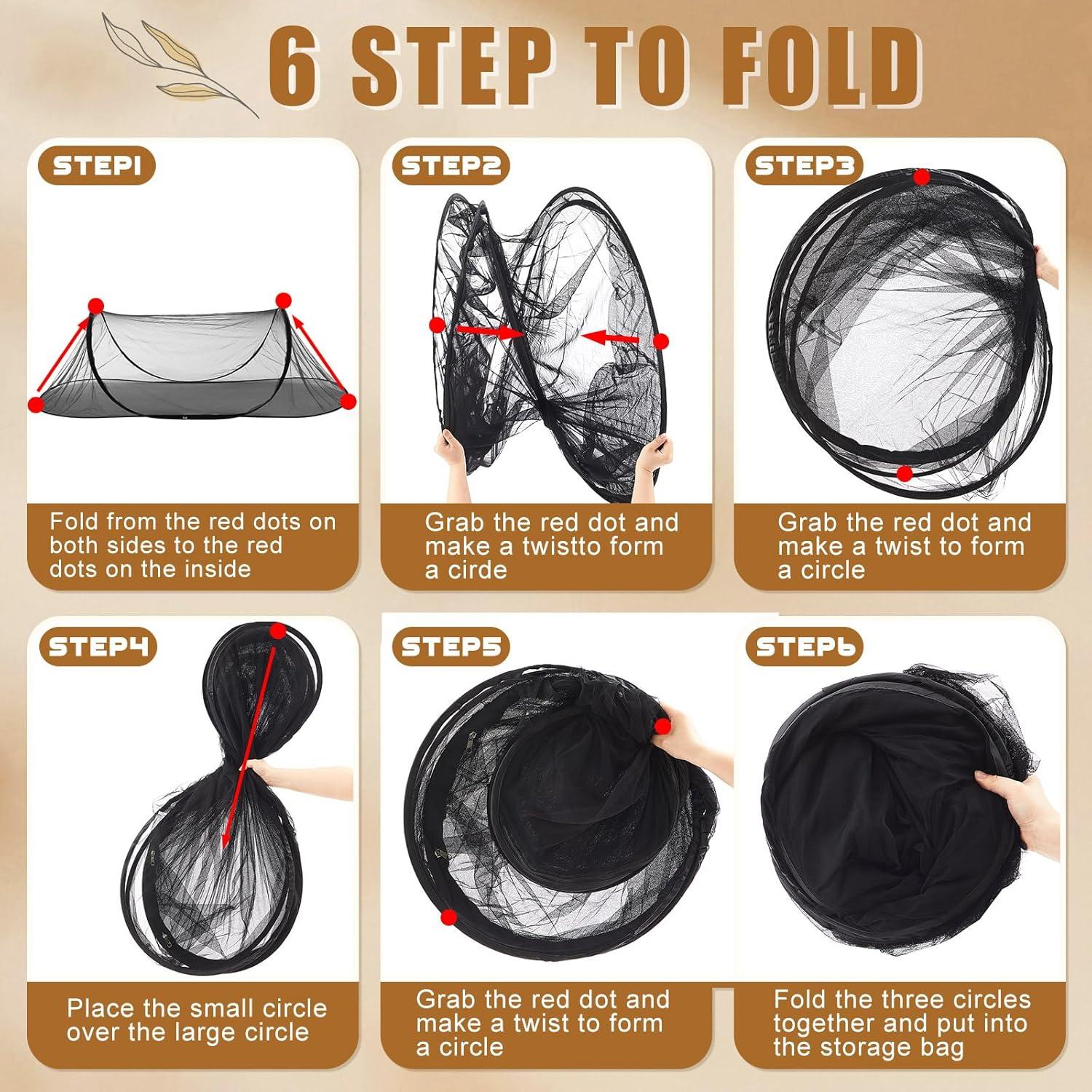 2 Redes de Mosquito Plegables Portátiles 198x79x56cm Negro