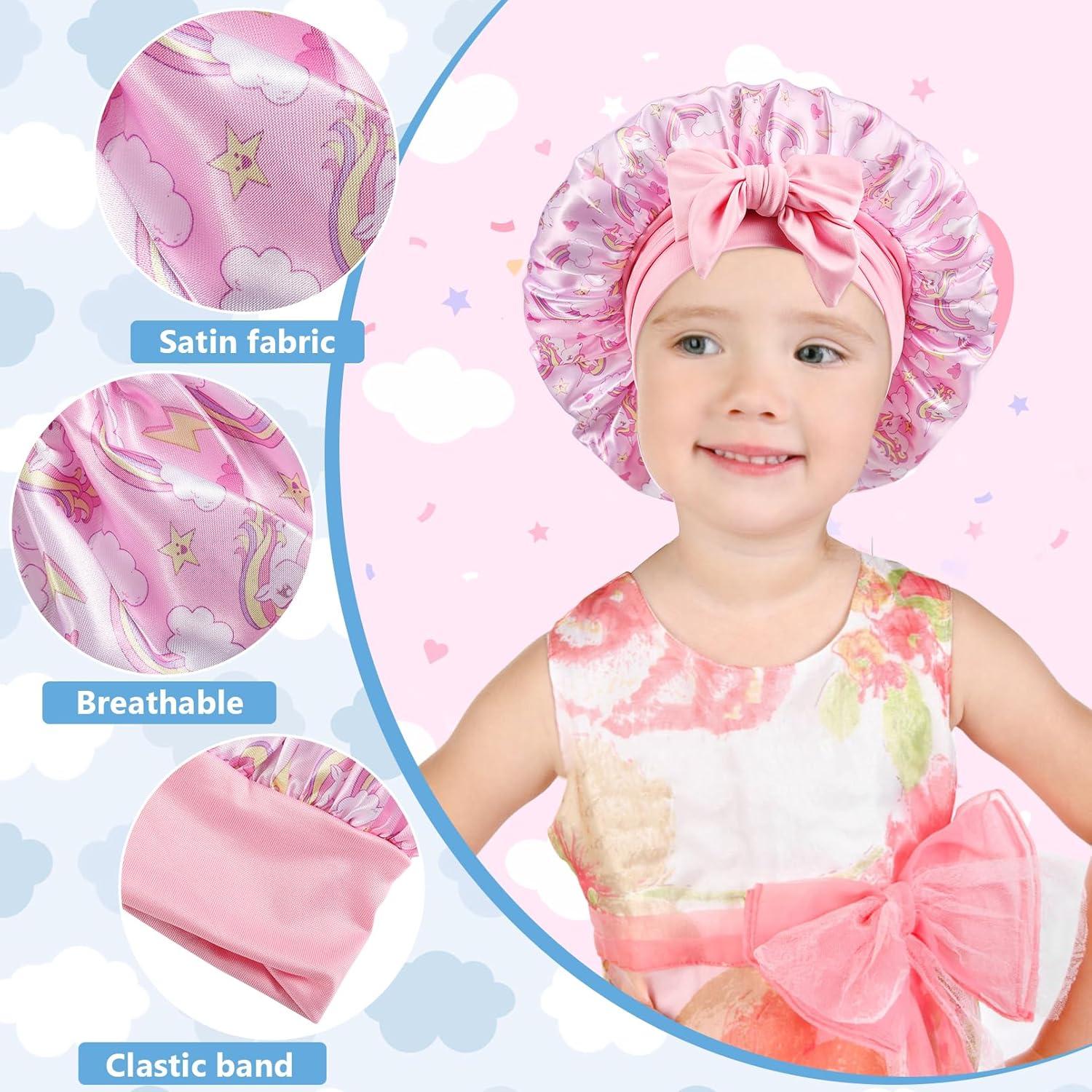 3 Gorras de Seda Suave para Niñas con Patrón Unicornio