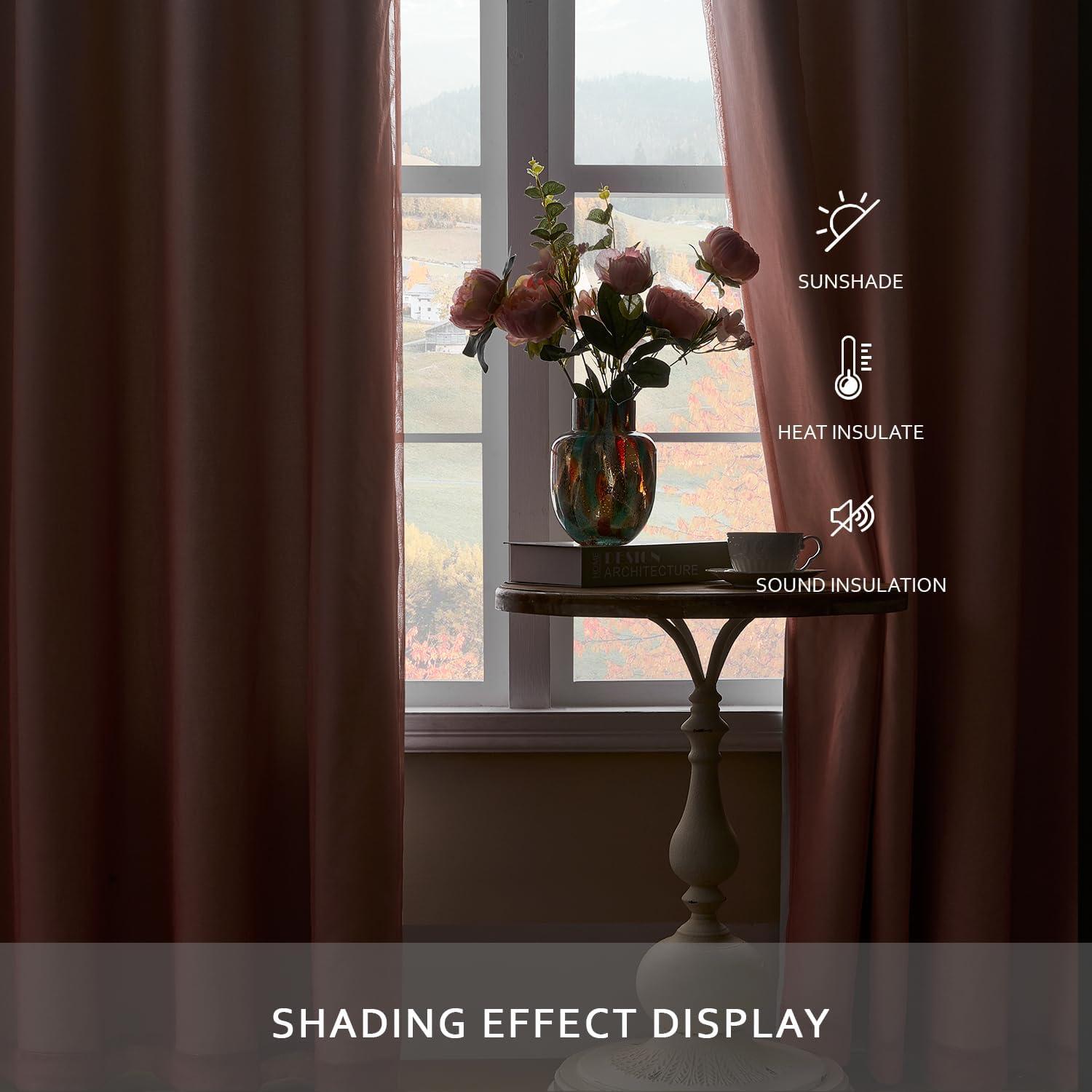 Cortinas Opacas NatureTalk Rosa 2 Paneles 52x63 cm Ojal Plata