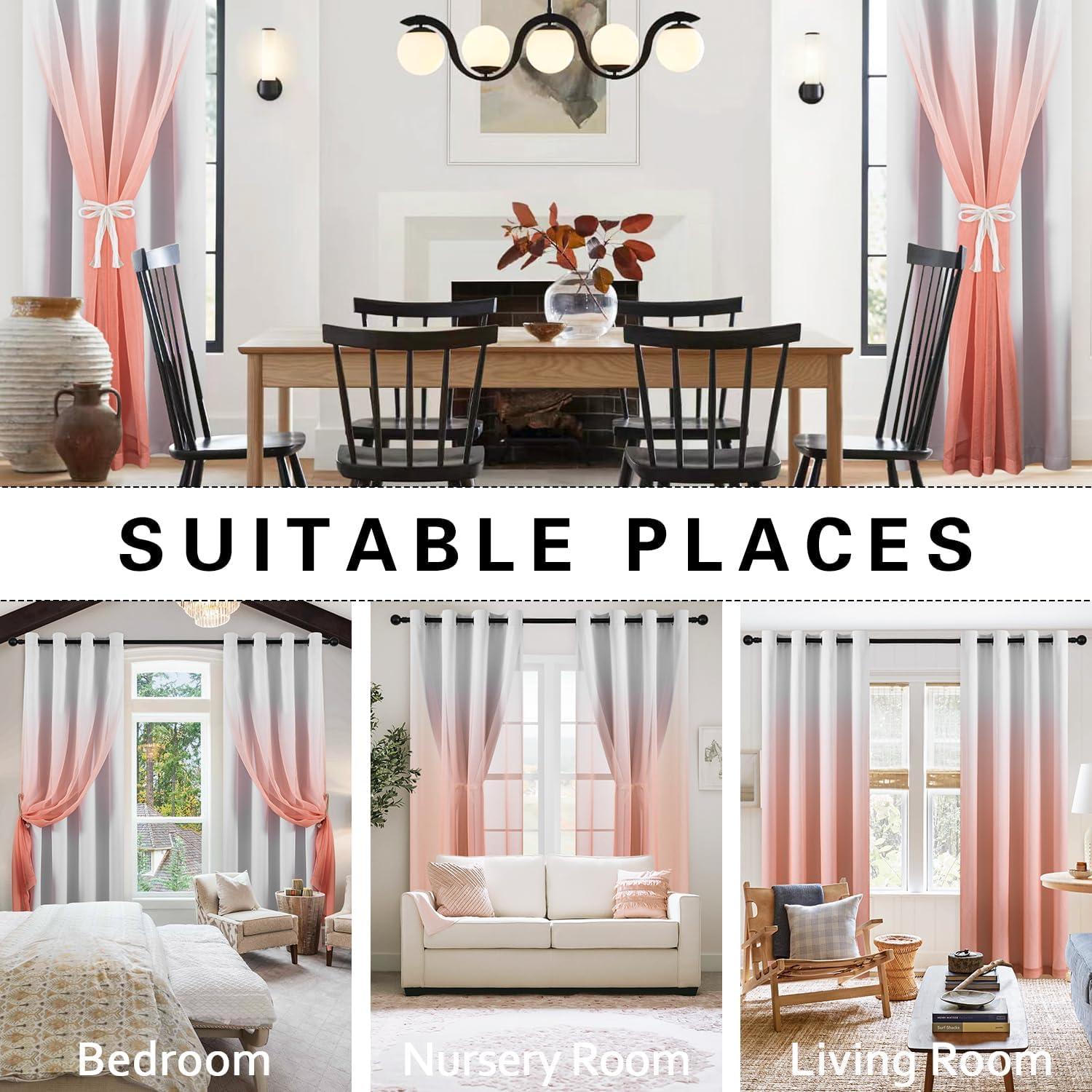 Cortinas Opacas NatureTalk Rosa 2 Paneles 52x63 cm Ojal Plata