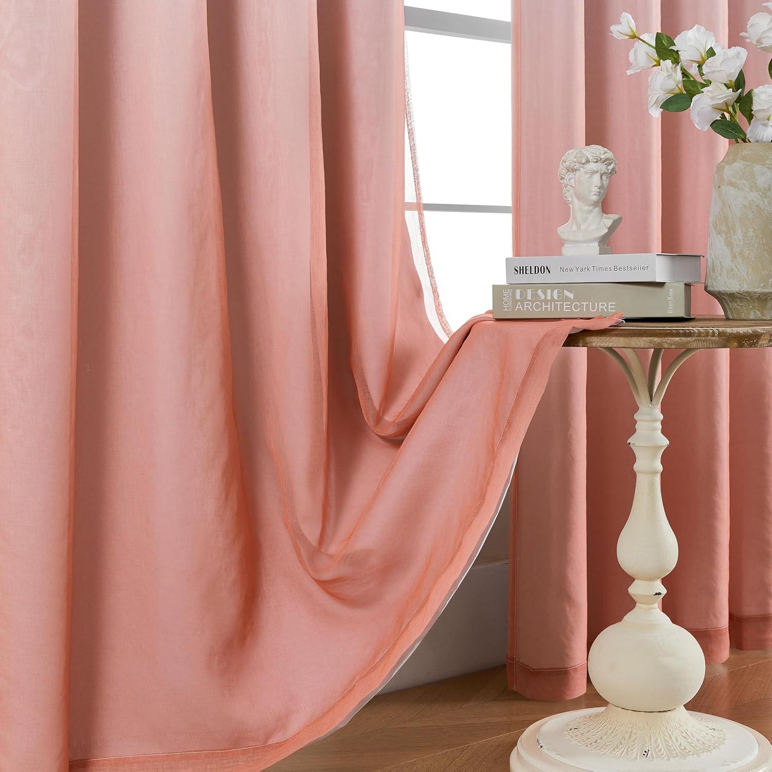 Cortinas Opacas NatureTalk Rosa 2 Paneles 52x63 cm Ojal Plata