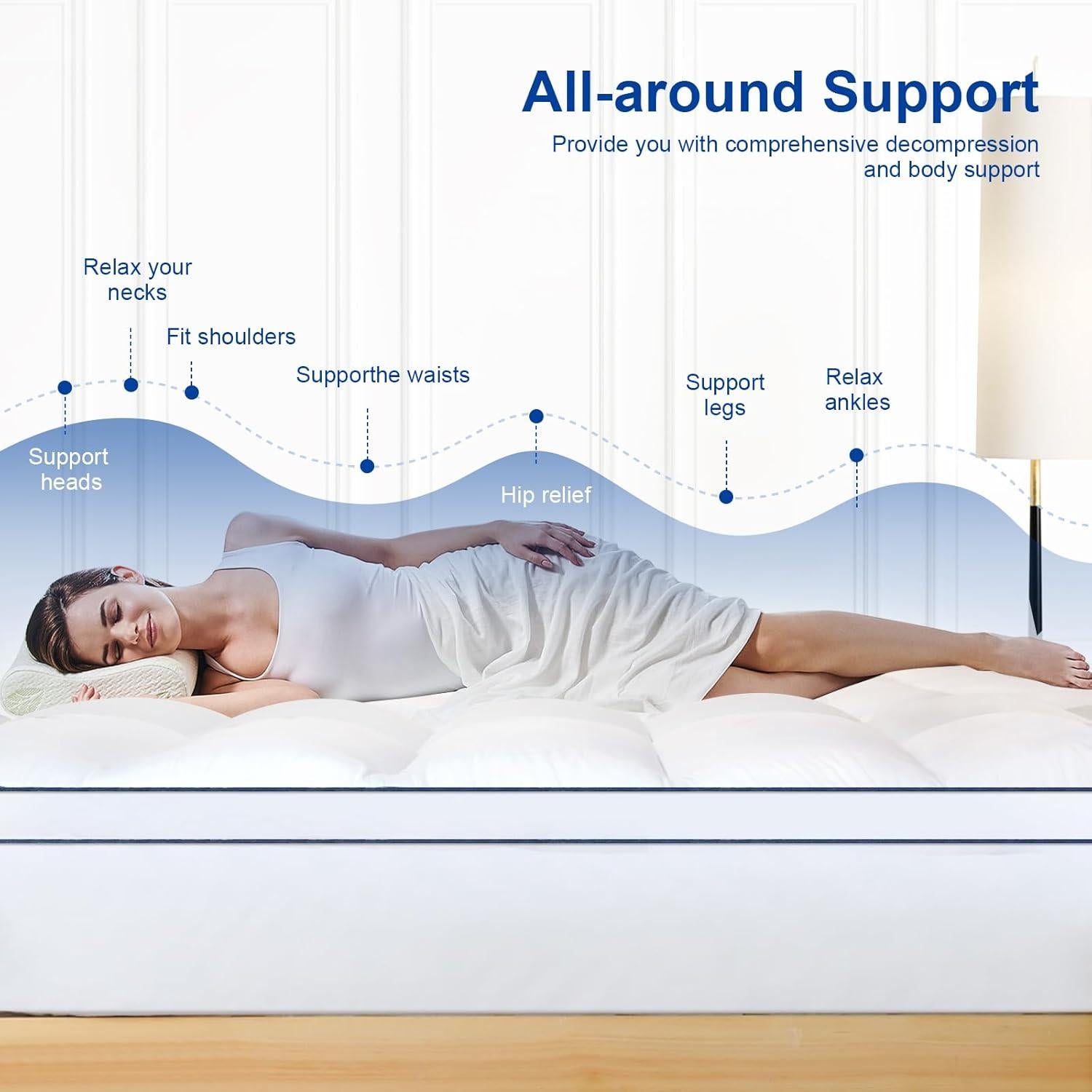 Colchón Topper Twin Kayfia Extra Grueso 152x203 cm Blanco