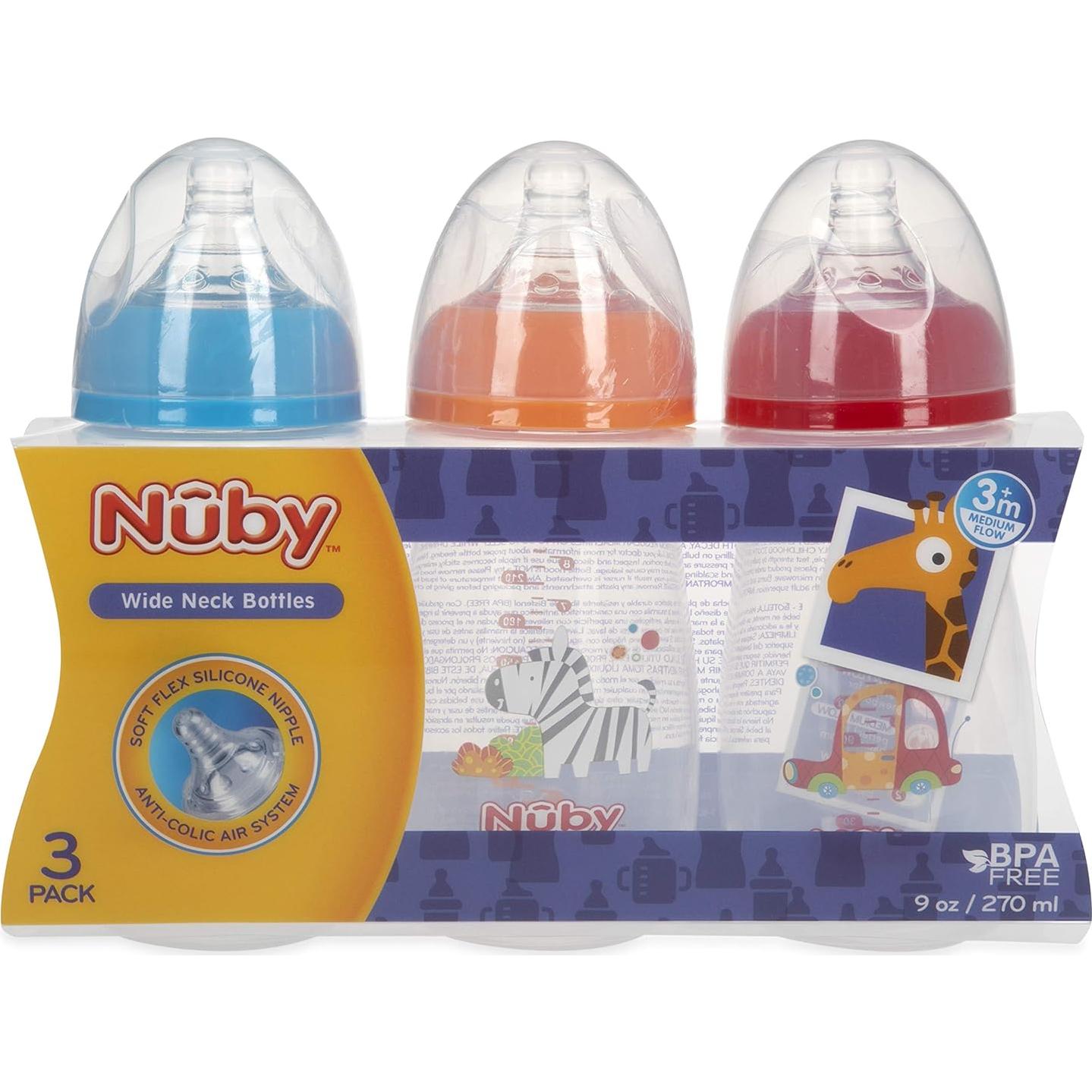 Botellas Anticólicas Nuby Tritan 9oz 3 Paquete 3M+