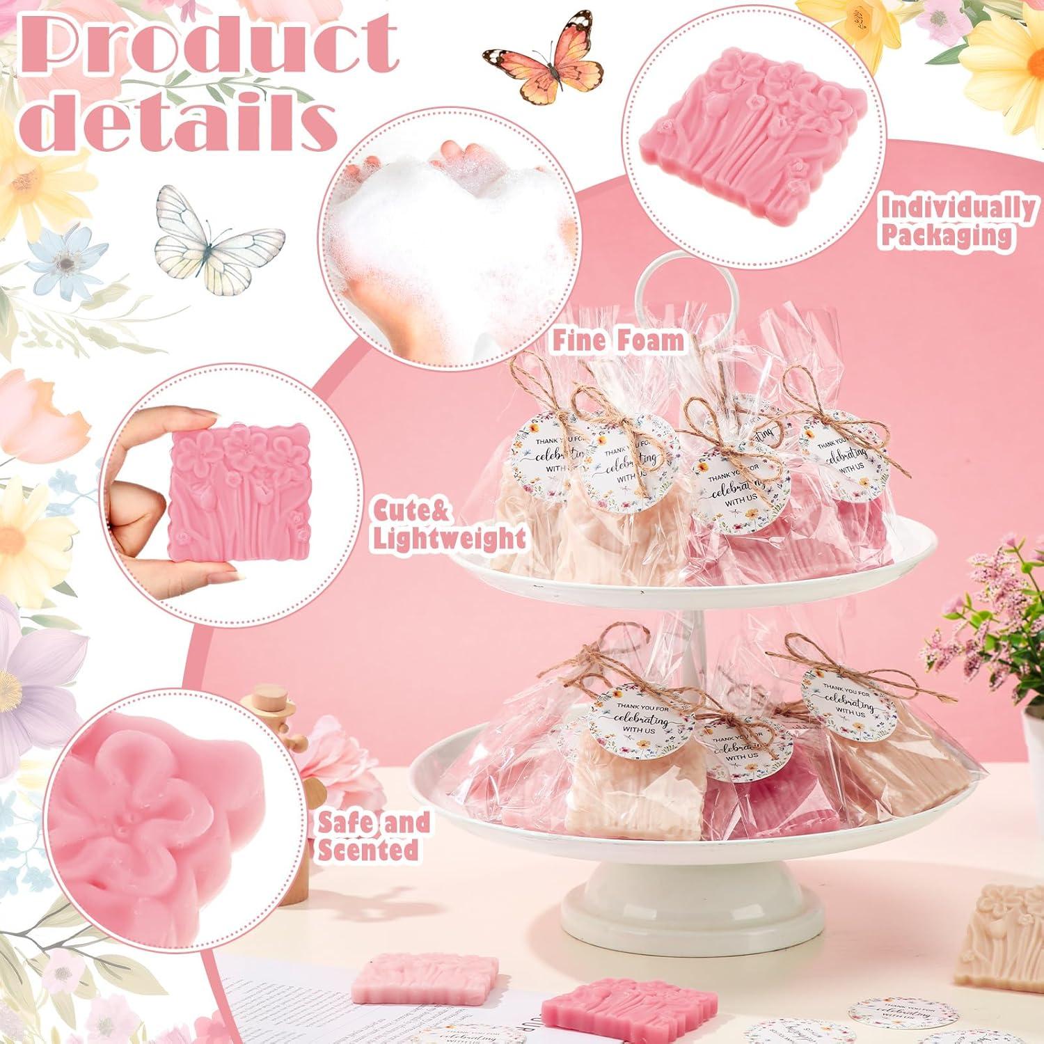 Set de Jabón para Baby Shower Demissle 20 Pcs Flores Aromáticas