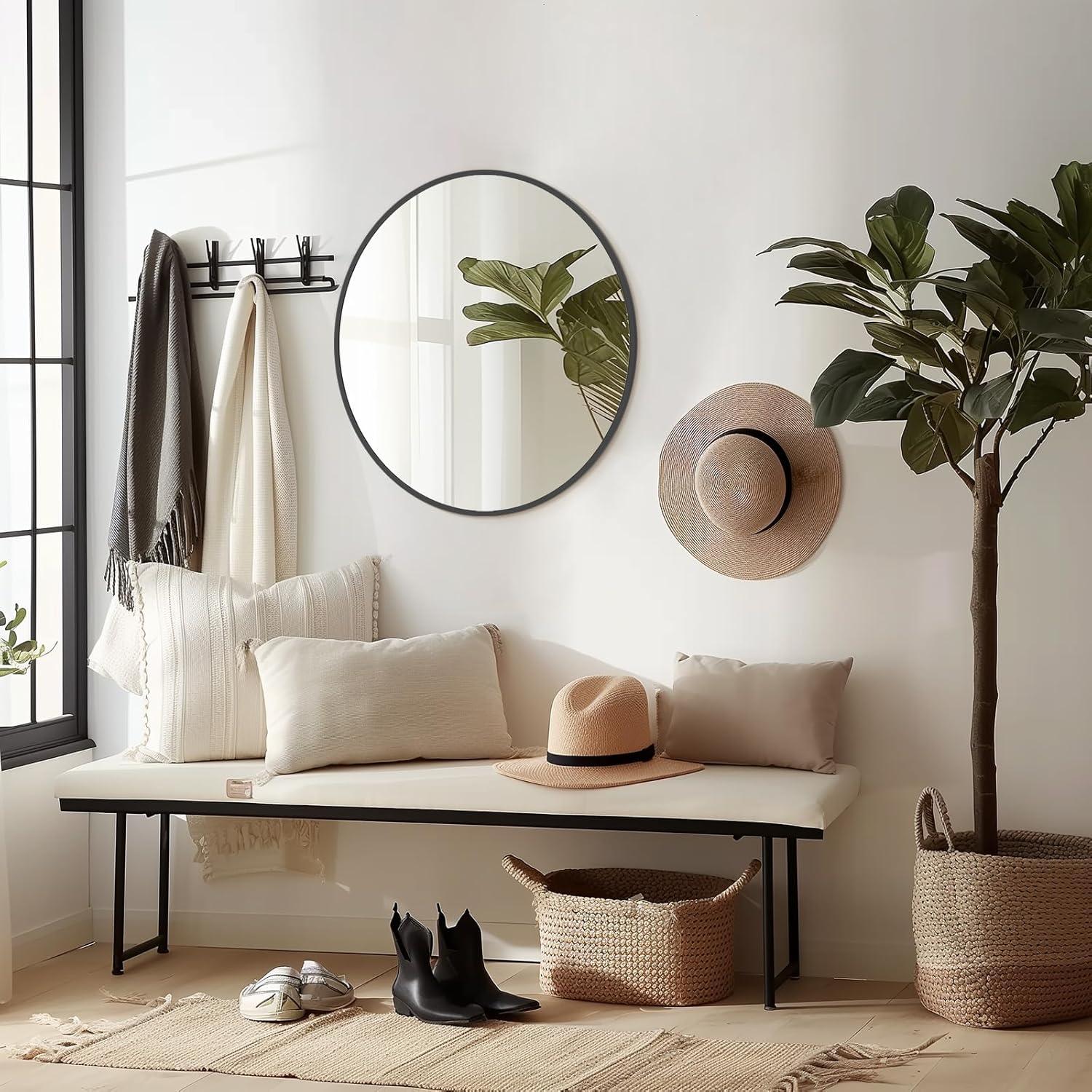 Espejo de Pared Redondo WallBeyond 50.8 cm Negro Metalizado