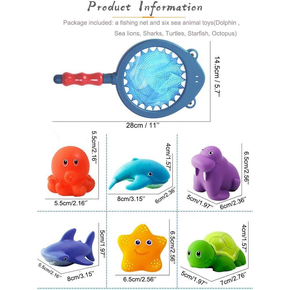 Juguete de Baño HWD con Red de Pesca y Animales Marinos