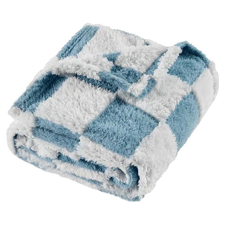 Manta de forro polar Yagle Mate 76x102 cm cuadros azules