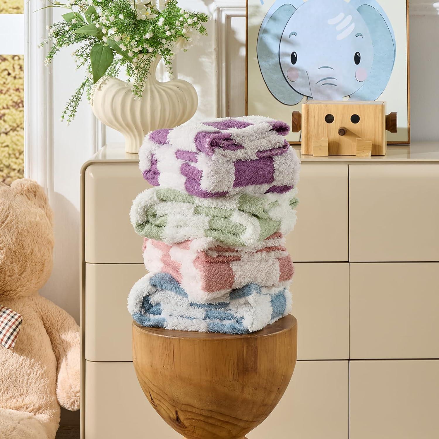 Manta de forro polar Yagle Mate 76x102 cm cuadros azules