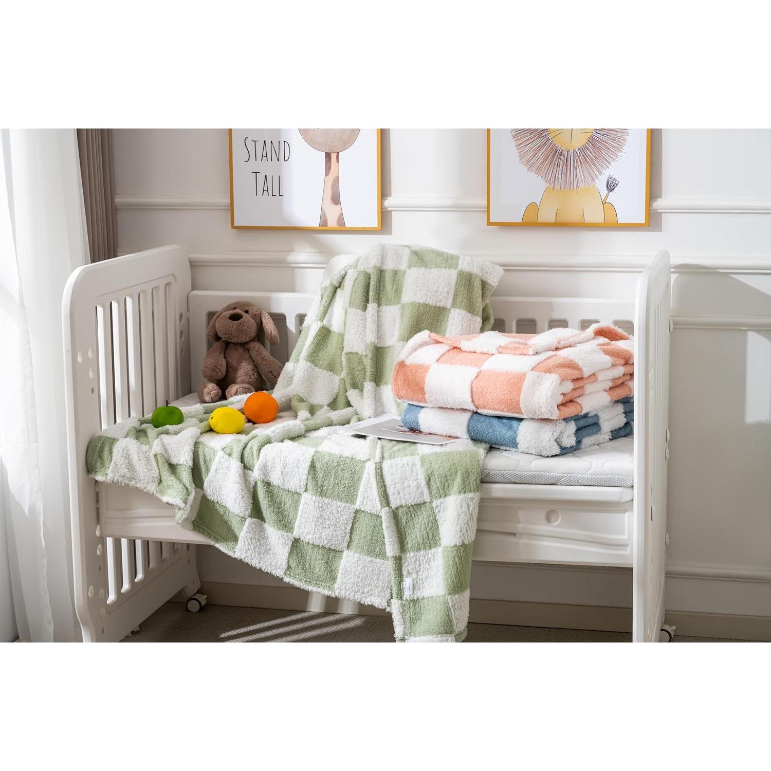 Manta de forro polar Yagle Mate 76x102 cm cuadros azules